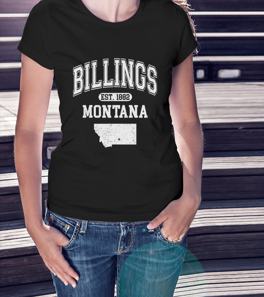 Billings Montana Est 1882 Varsity With State Map T-Shirt