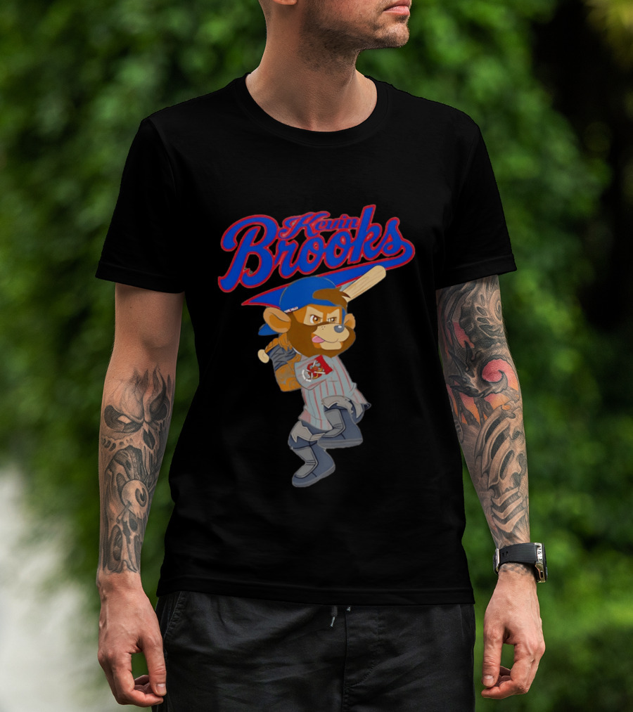 Kevin Brooks Cartoon Baseball Character With Bat And Jersey T-Shirt