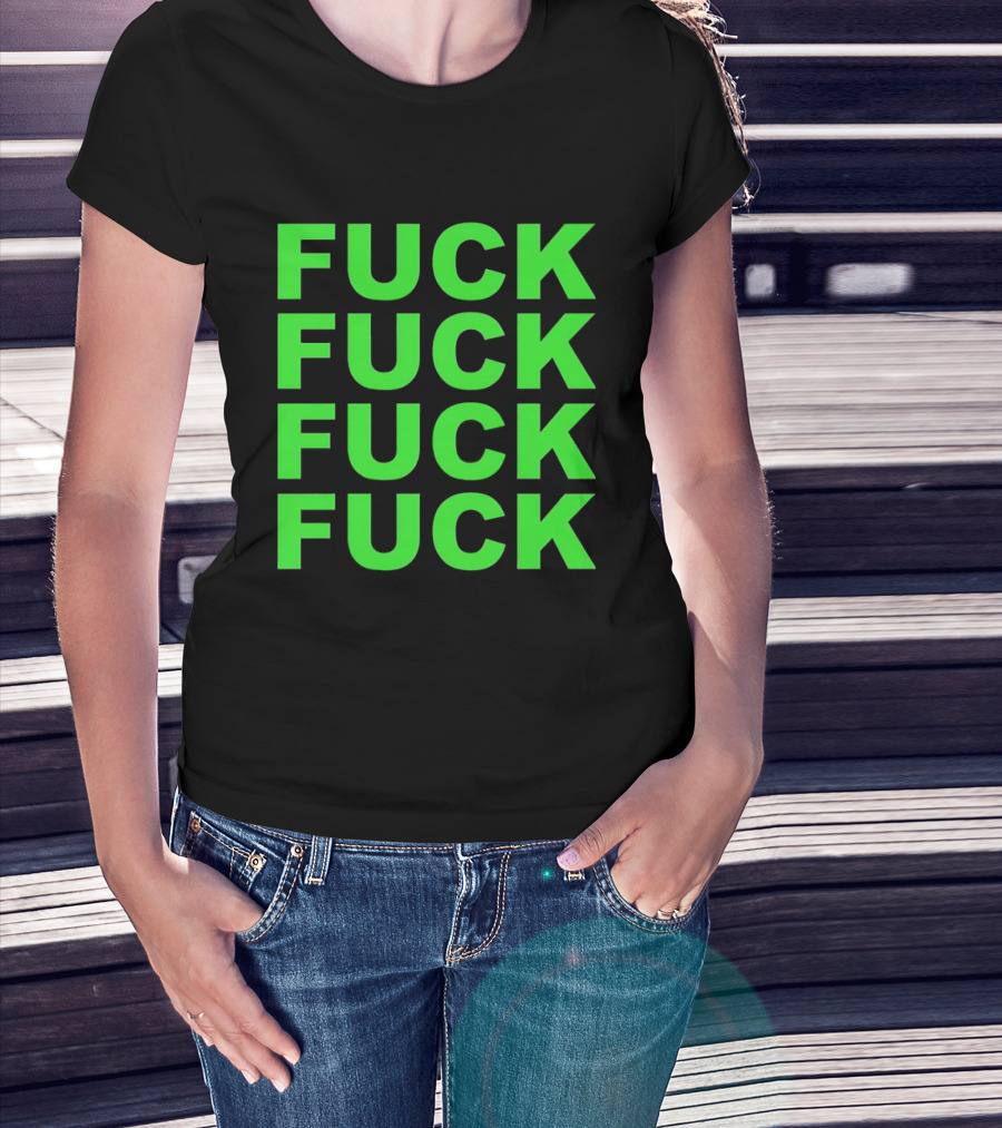 F<strong>* F</strong>* F<strong>* F</strong>* Repeated Bold Neon Green T-Shirt