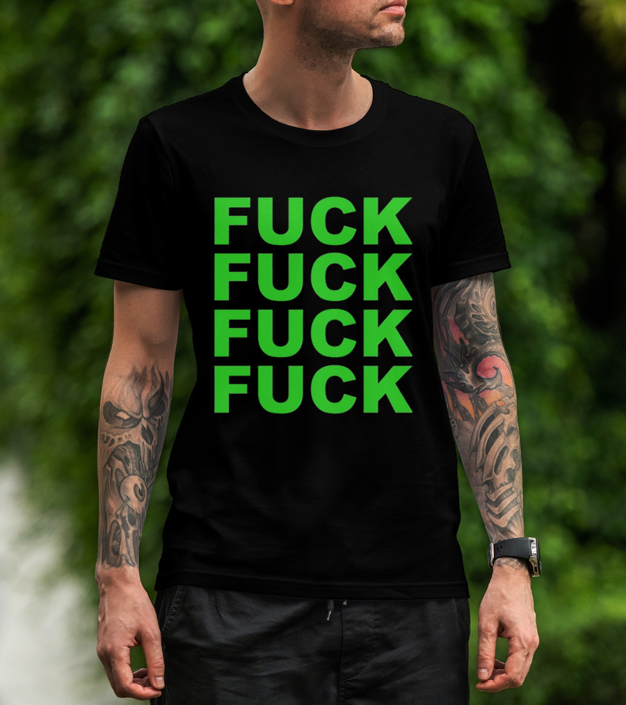 F<strong>* F</strong>* F<strong>* F</strong>* Repeated Bold Neon Green T-Shirt