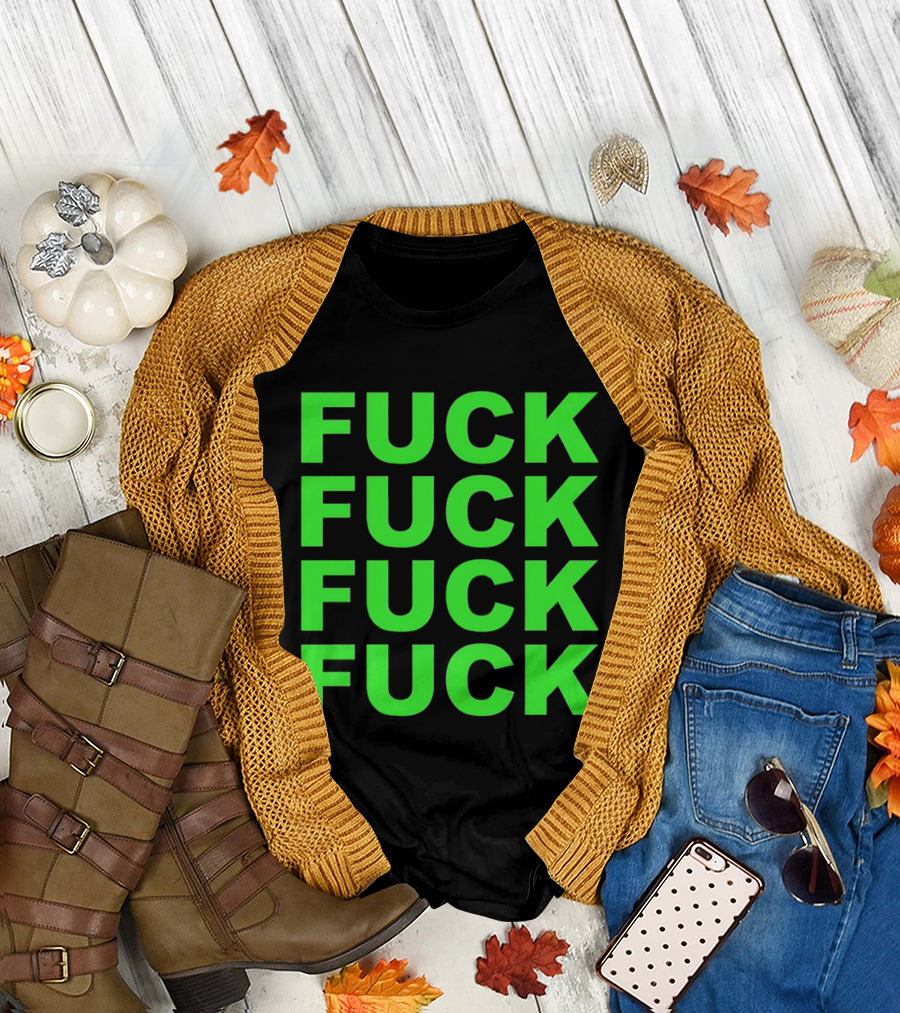 F<strong>* F</strong>* F<strong>* F</strong>* Repeated Bold Neon Green T-Shirt