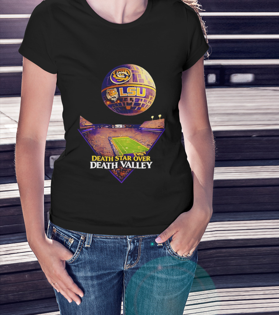 LSU Tigers Death Star Over Death Valley Stadium LSU T-Shirt