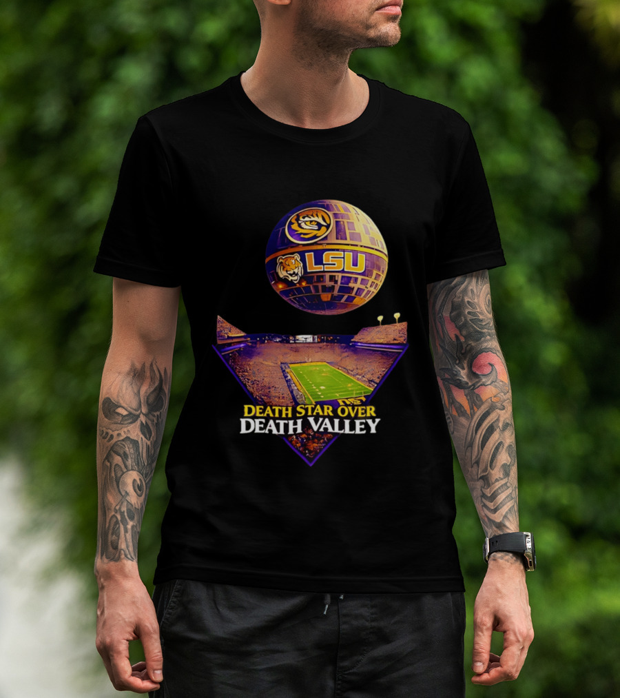 LSU Tigers Death Star Over Death Valley Stadium LSU T-Shirt