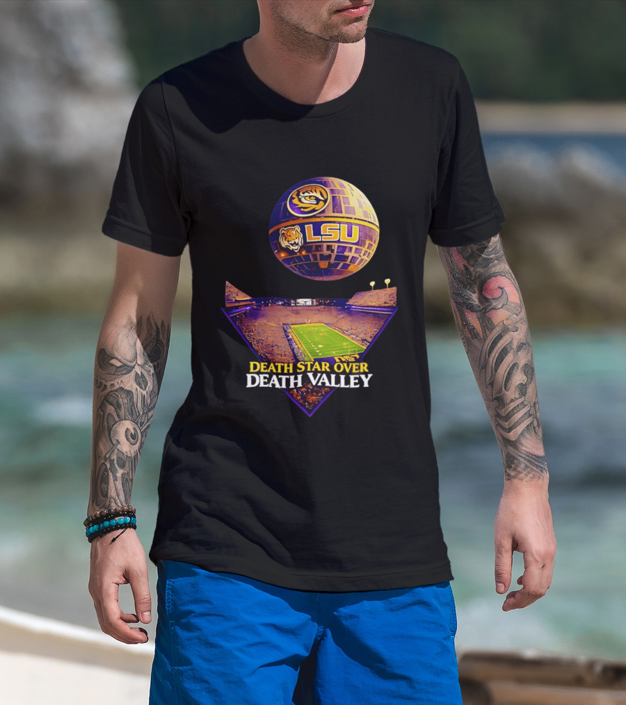 LSU Tigers Death Star Over Death Valley Stadium LSU T-Shirt
