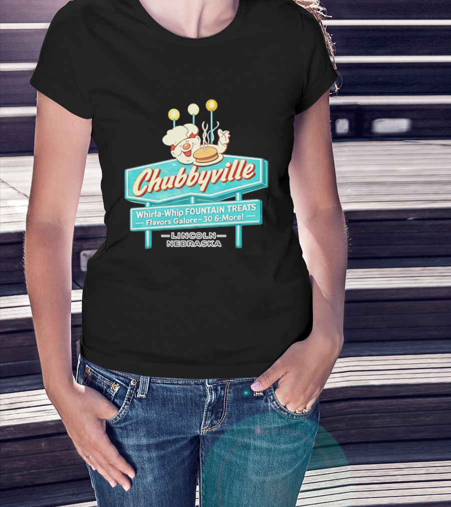 Chubbyville Whirla Whip Fountain Treats Flavors Galore 30 & More Lincoln Nebraska T-Shirt