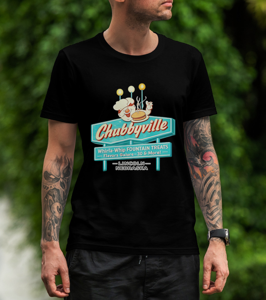 Chubbyville Whirla Whip Fountain Treats Flavors Galore 30 & More Lincoln Nebraska T-Shirt