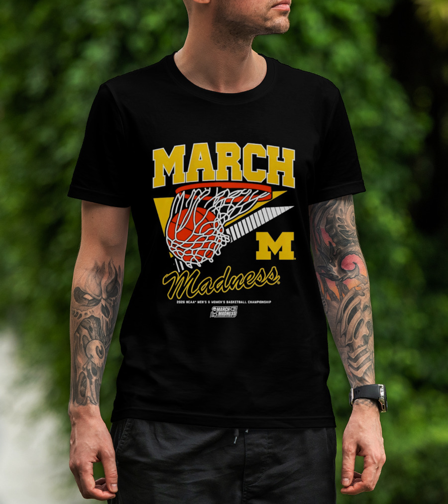 Michigan Wolverines March Madness MBB & WBB 2026 Basketball Championship Swish T-Shirt