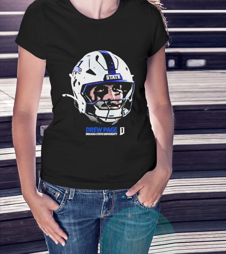 Drew Page Indiana State University Football Helmet Big Head T-Shirt