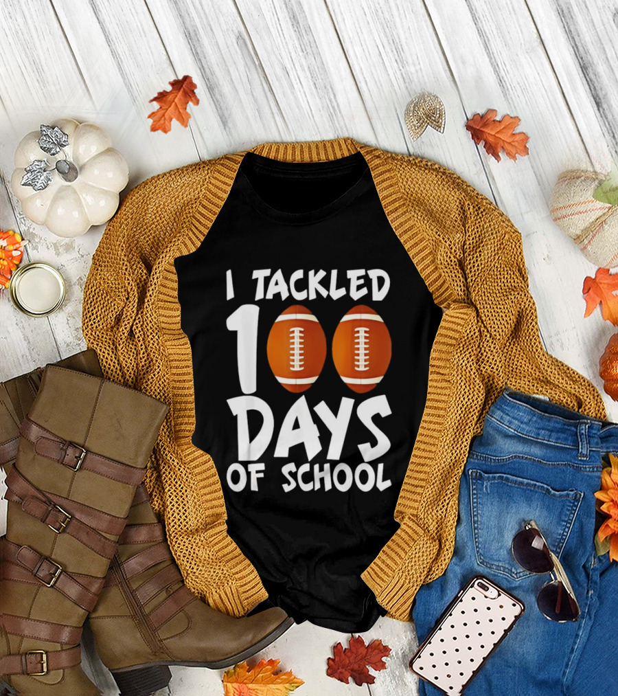 I Tackled 100 Days of School Football Balls T-Shirt