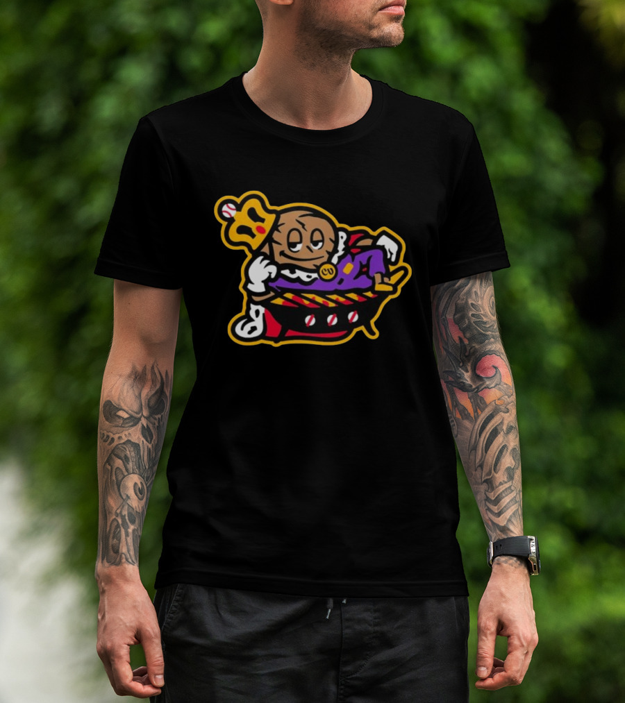 Visalia Central Valley Sir Loins Baseball King Character In Purple Robe And Crown T-Shirt