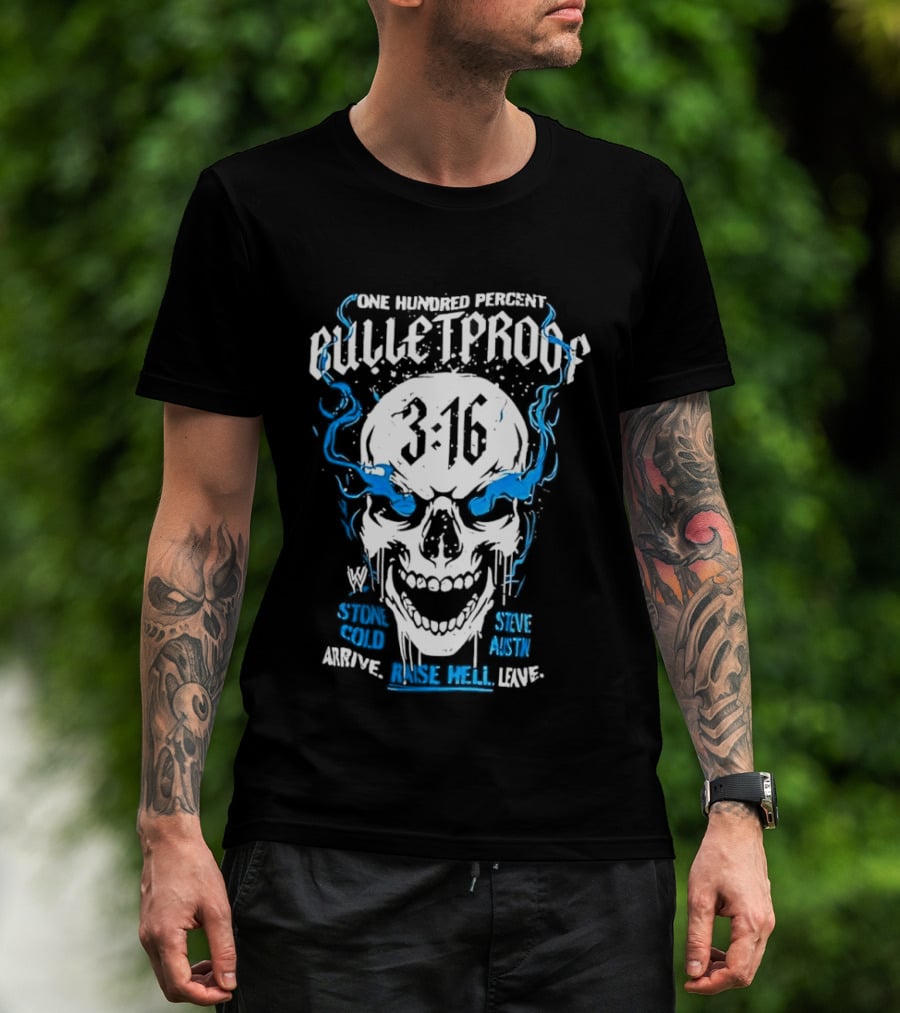 Stone Cold Steve Austin 3:16 One Hundred Percent Bulletproof Skull T-Shirt