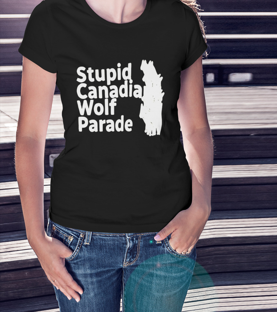 Stupid Candia Wolf Parade White Text With Wolf T-Shirt