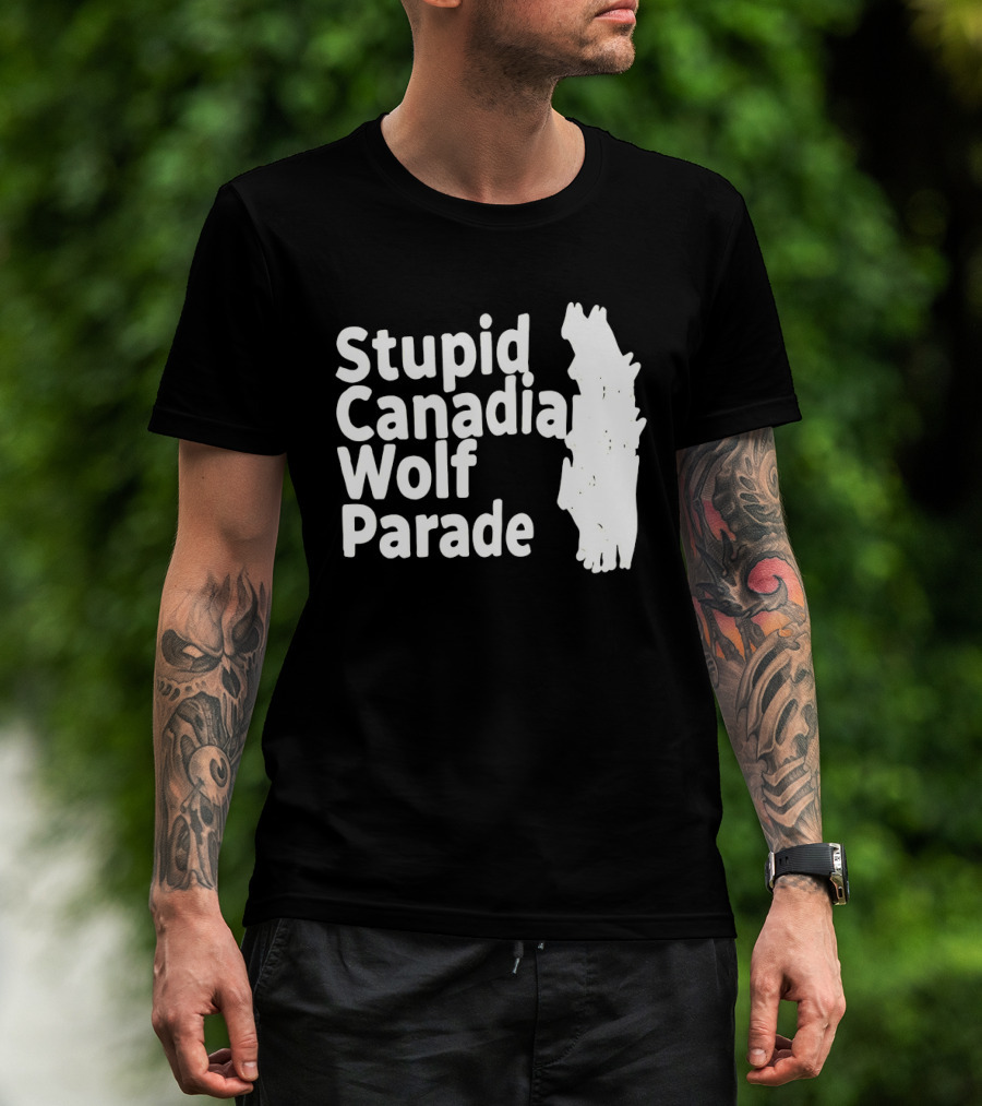 Stupid Candia Wolf Parade White Text With Wolf T-Shirt