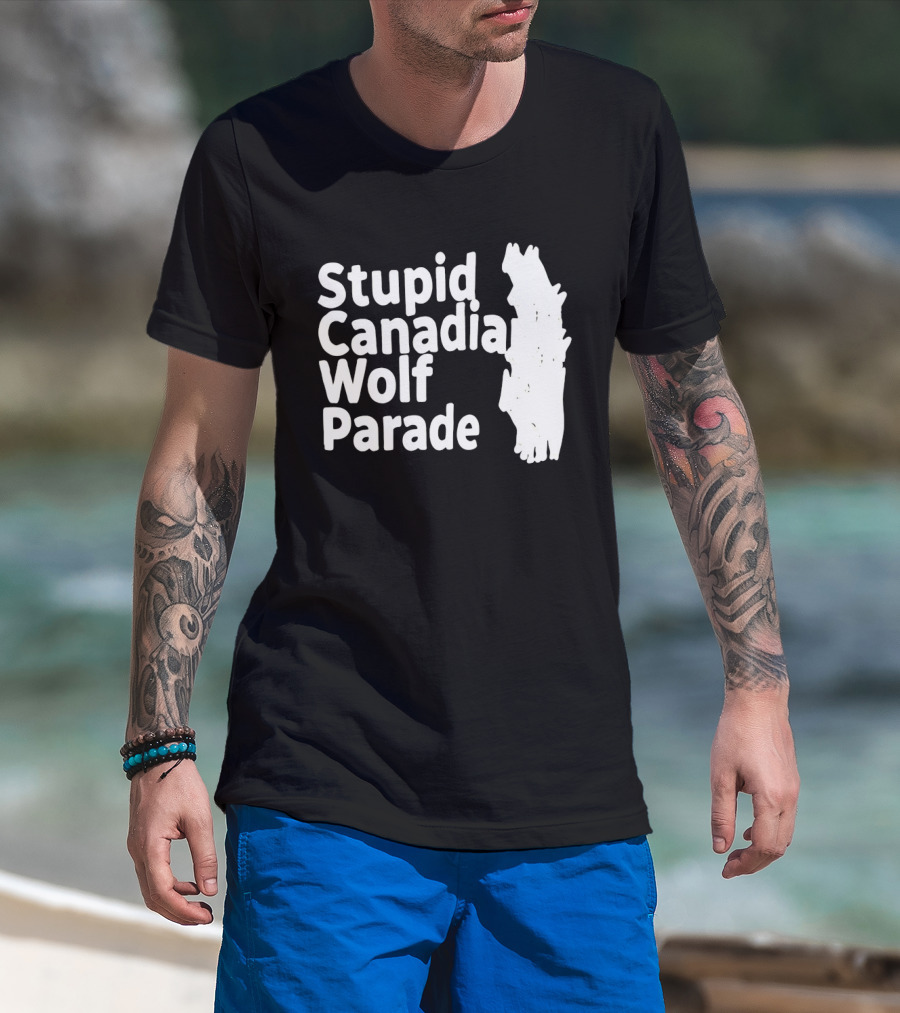 Stupid Candia Wolf Parade White Text With Wolf T-Shirt