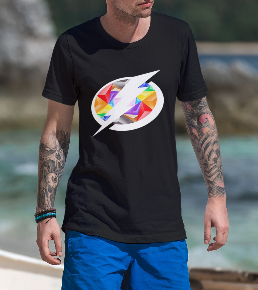 Tampa Bay Lightning Rainbow Pride Lightning Bolt T-Shirt