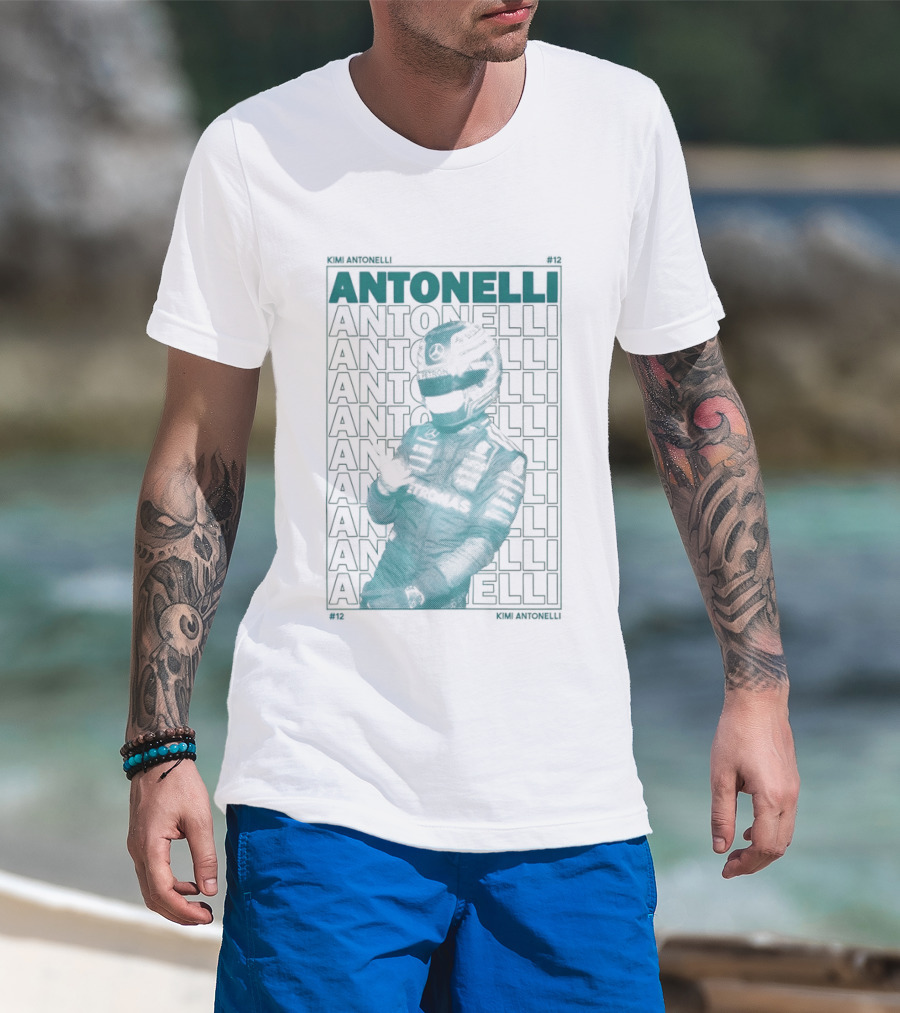 Kimi Antonelli 12 Motorsport Formula One Racing Signature Racer Print T-Shirt