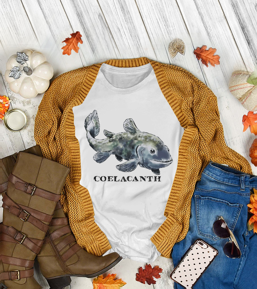 Coelacanth Fish Vintage Illustration Oceanic Creature T-Shirt