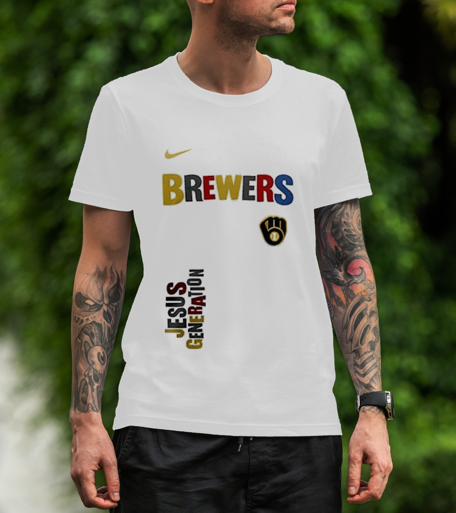 Nike Brewers Jesus Generation Tour Milwaukee Baseball T-Shirt