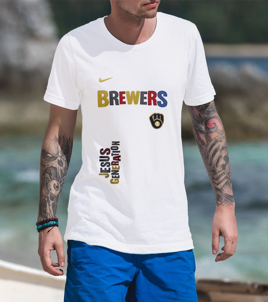 Nike Brewers Jesus Generation Tour Milwaukee Baseball T-Shirt