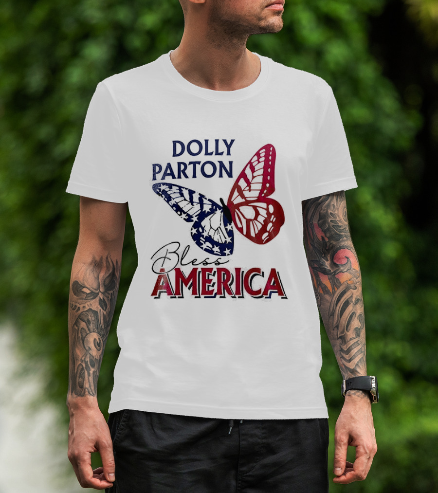 Dolly Parton Bless America Patriotic Butterfly Team USA 250th Anniversary T-Shirt