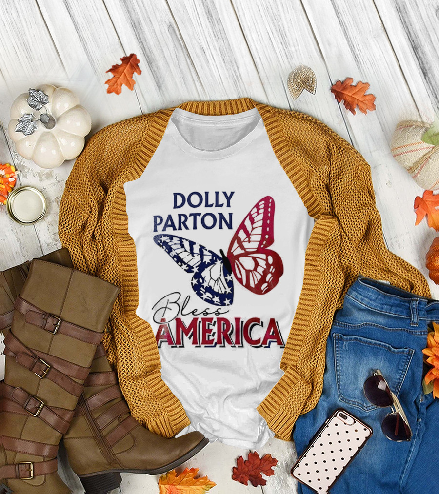 Dolly Parton Bless America Patriotic Butterfly Team USA 250th Anniversary T-Shirt