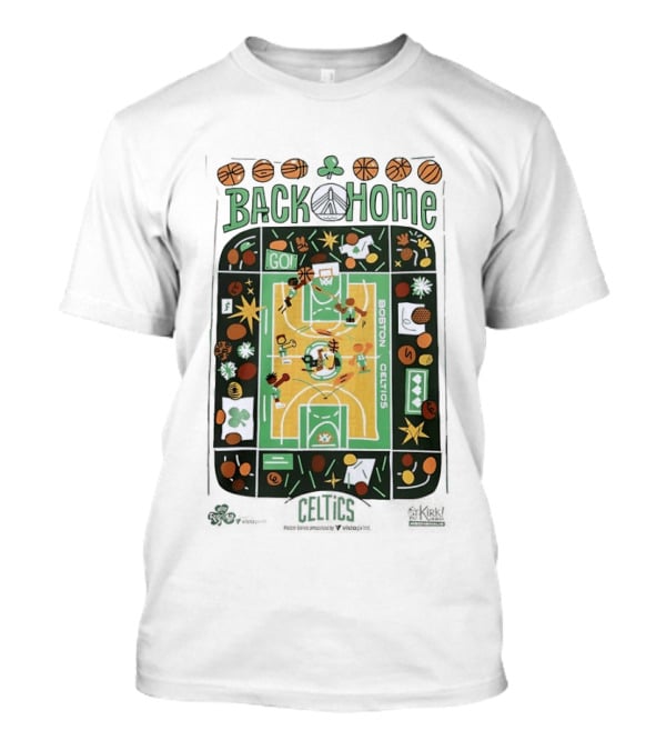 Back Home Boston Celtics Basketball Court With Go Team Spirit T-Shirt