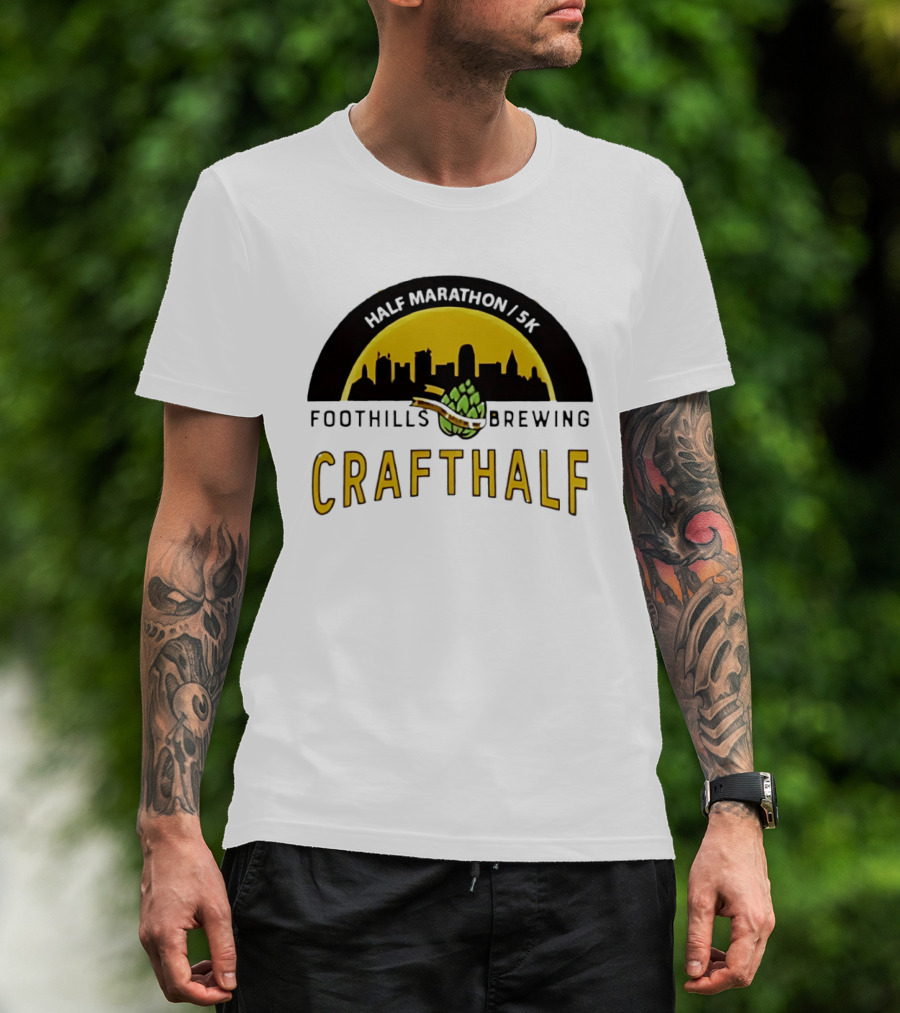 Foothills Brewing CrafHalf Half Marathon 5K City Skyline T-Shirt
