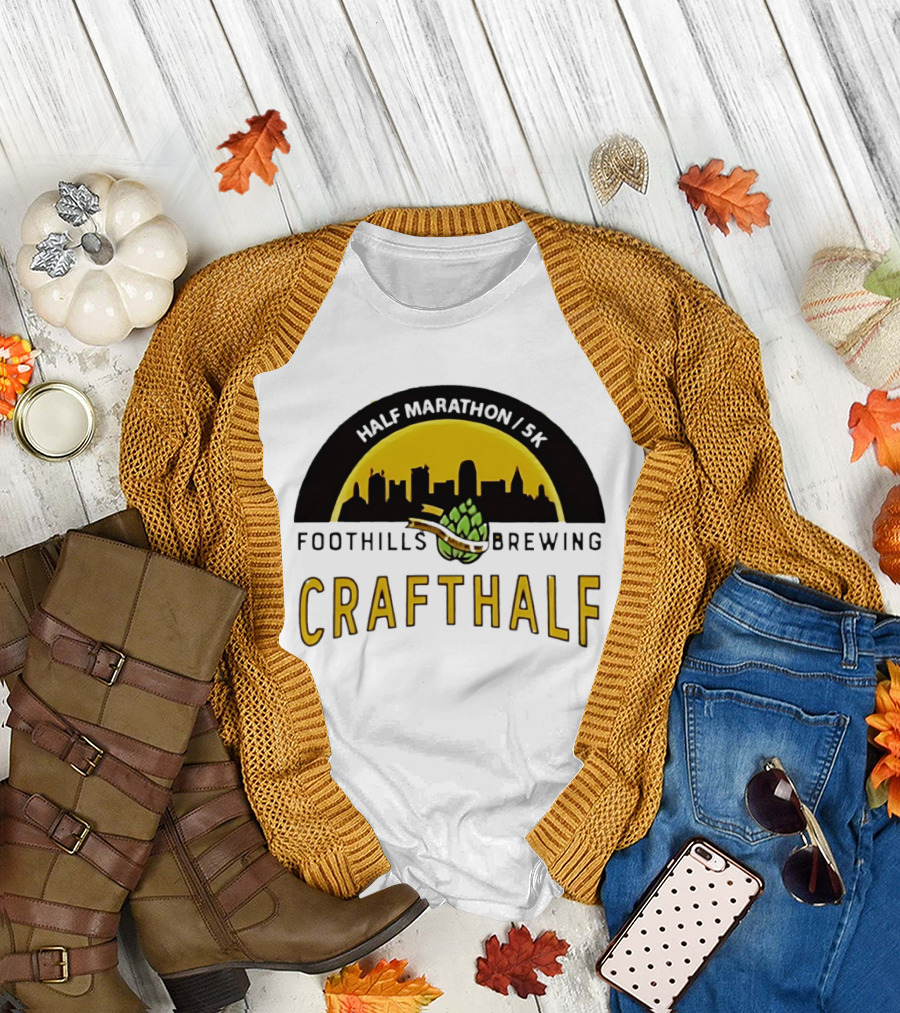 Foothills Brewing CrafHalf Half Marathon 5K City Skyline T-Shirt