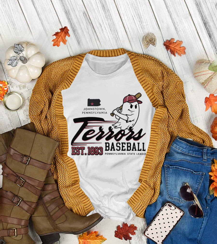 Johnstown Terrors Baseball Pennsylvania State League Est 1893 Ghost T-Shirt