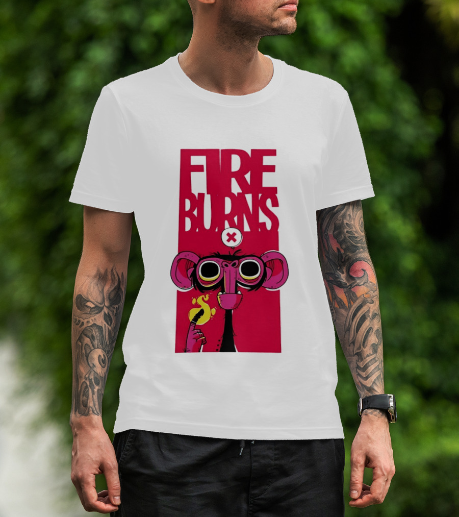 FIre Burns Monkey With Burning Hand T-Shirt