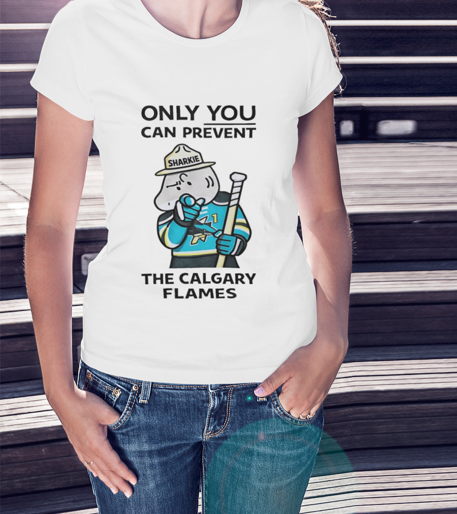 San Jose Sharks Sharkie Only You Can Prevent The Calgary Flames T-Shirt