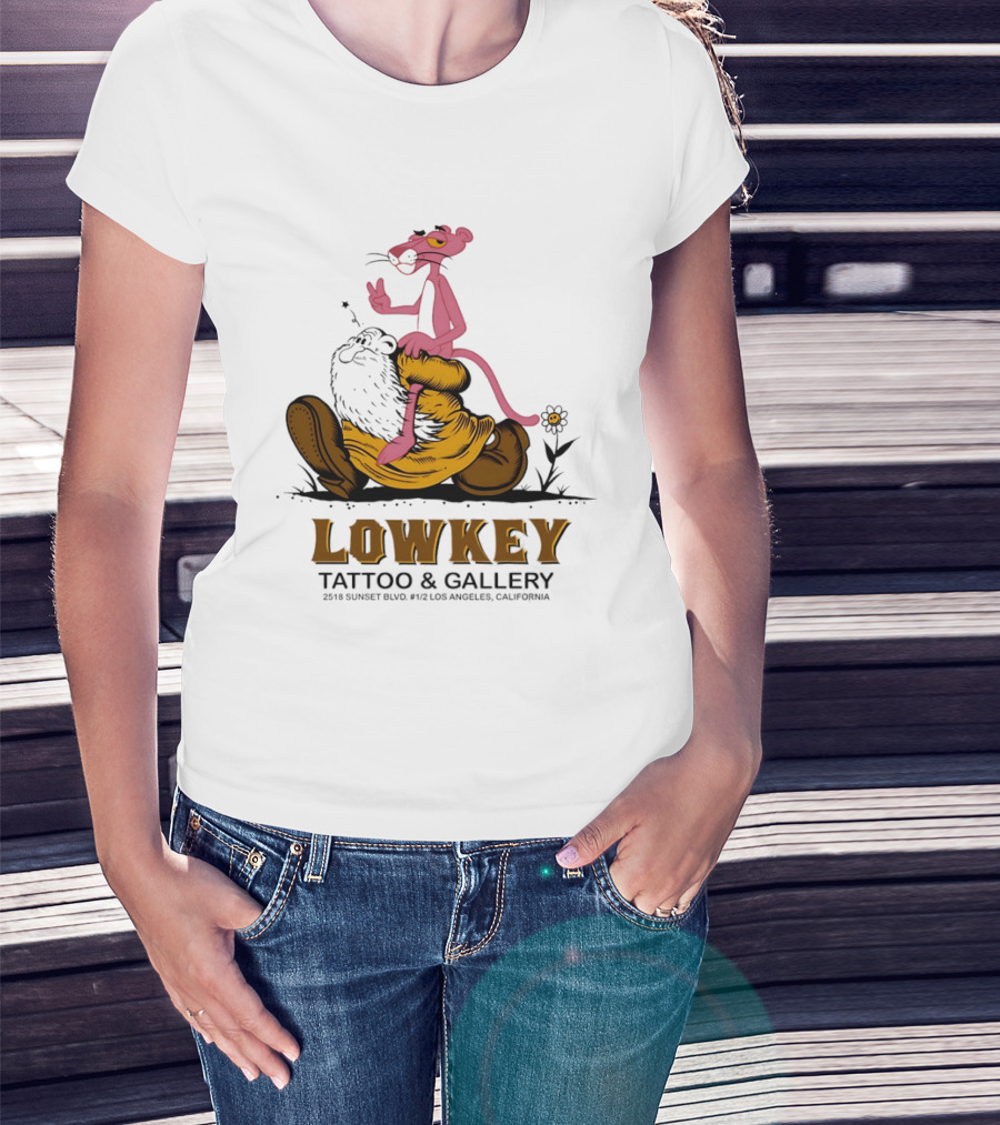 Pink Panther Lowkey Tattoo Gallery 2516 Sunset Blvd Los Angeles California T-Shirt