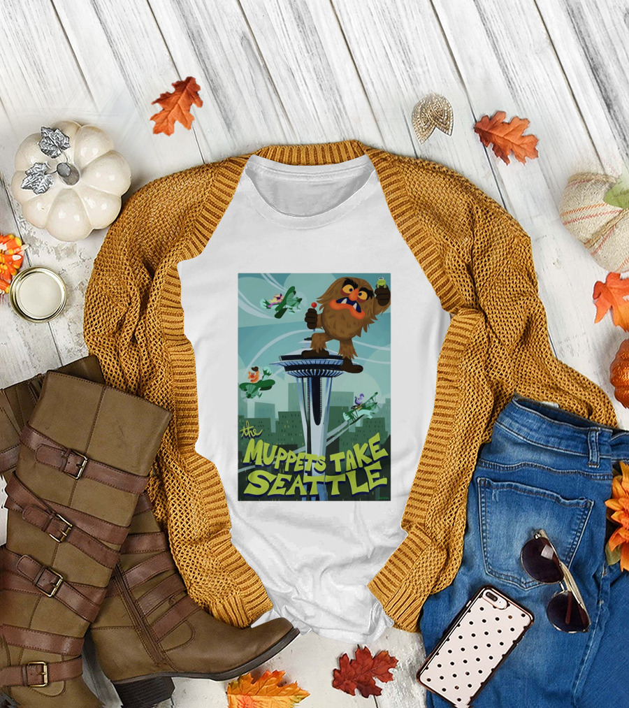 The Muppets Take Seattle Space Needle Adventure with Frog and Characters T-Shirt