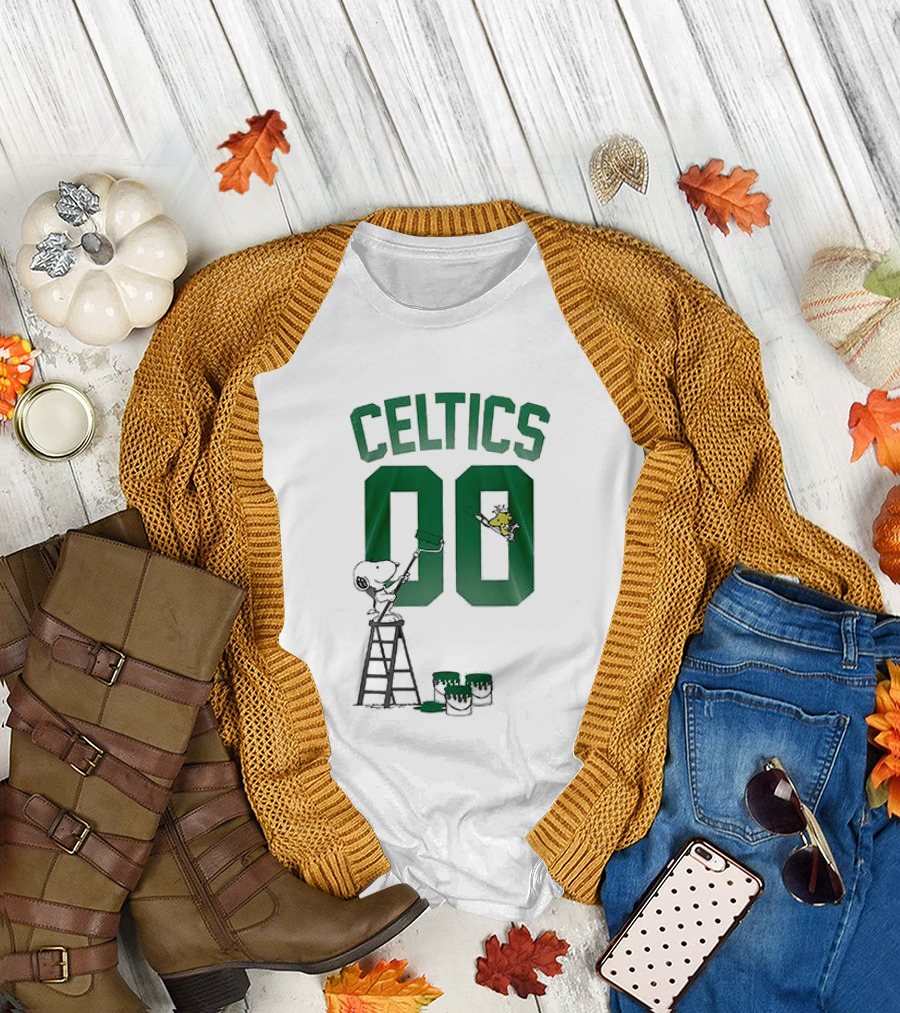 Celtics Snoopy Shut Up and Dribble 00 Painting Peanuts Collaboration T-Shirt