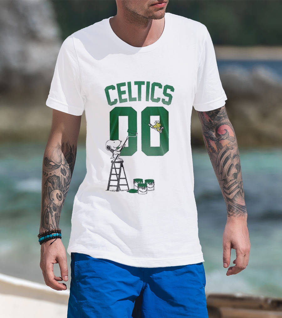 Celtics Snoopy Shut Up And Dribble 00 Painting Peanuts Collaboration T-Shirt