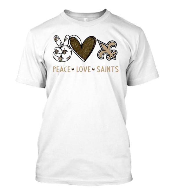 Peace Love Saints Fleur De Lis Symbol New Orleans Saints Football Team T-Shirt