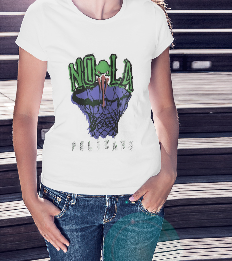 NOLA New Orleans Pelicans Basketball Hoop T-Shirt