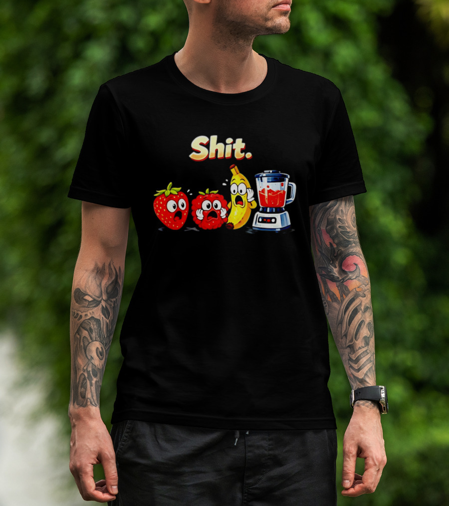 Panic Fruit Characters Blender Humor Smoothie Shit T-Shirt
