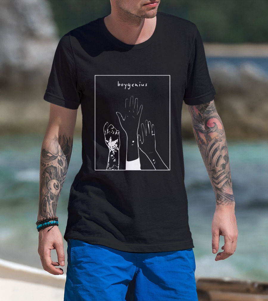 Boygenius Three Raised Hands White Line T-Shirt