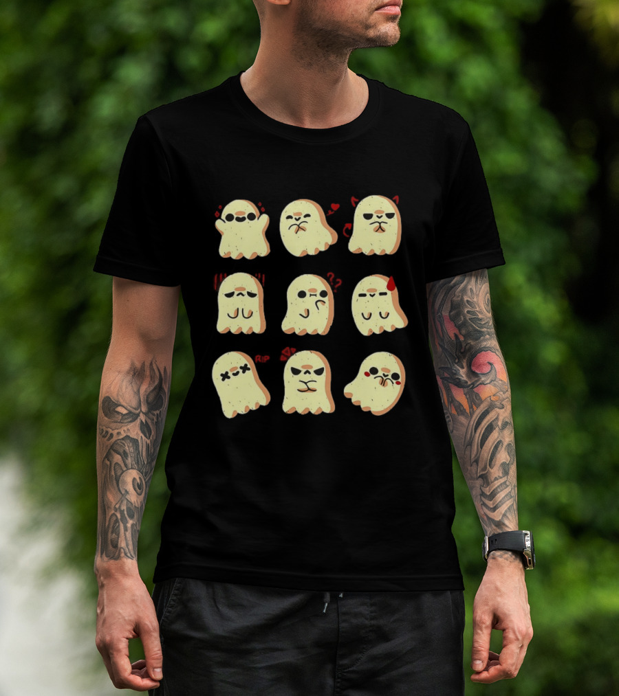 Ghost Emotions Cute Cartoon Ghosts With Various Expressions Halloween T-Shirt