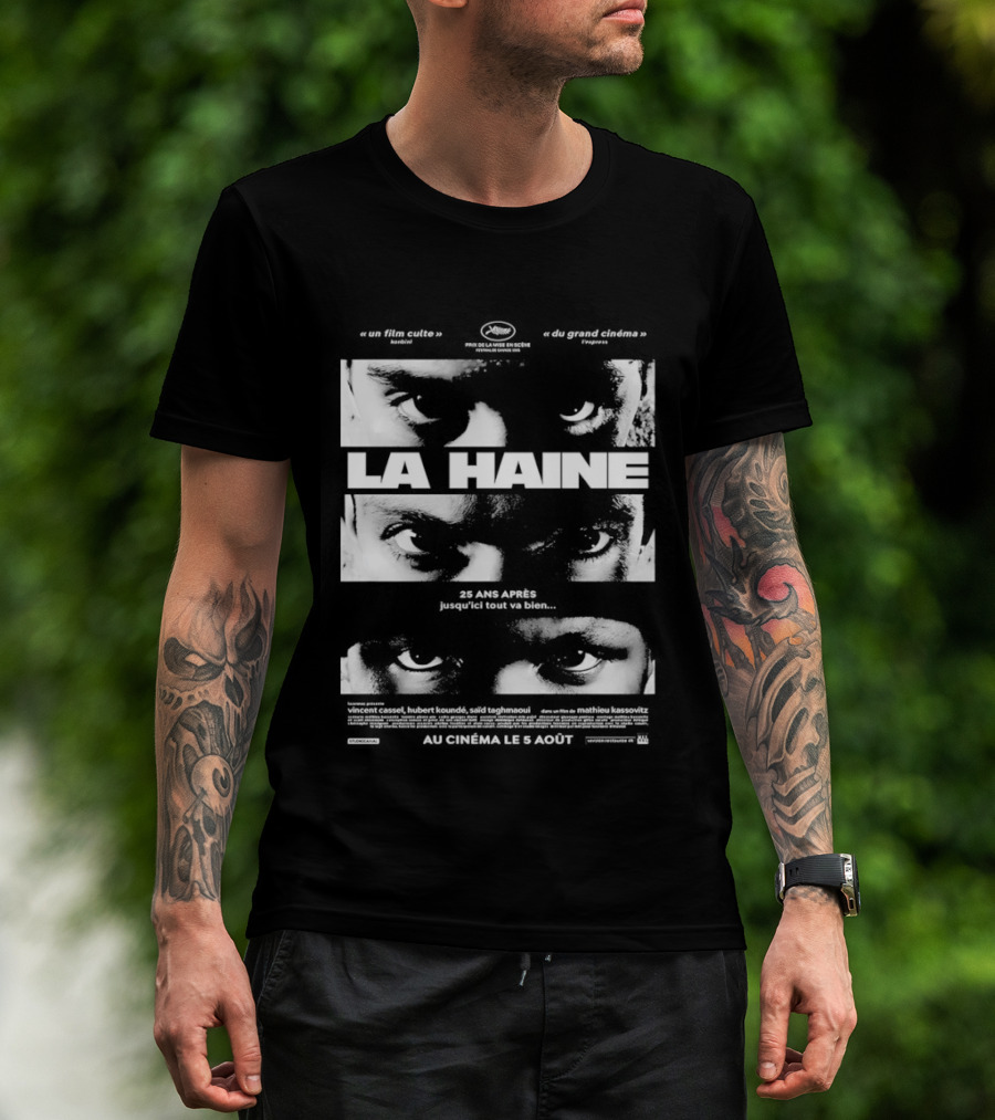 La Haine 25 Ans Après Jusqu'ici Tout Va Bien Face Eyes Flame T-Shirt