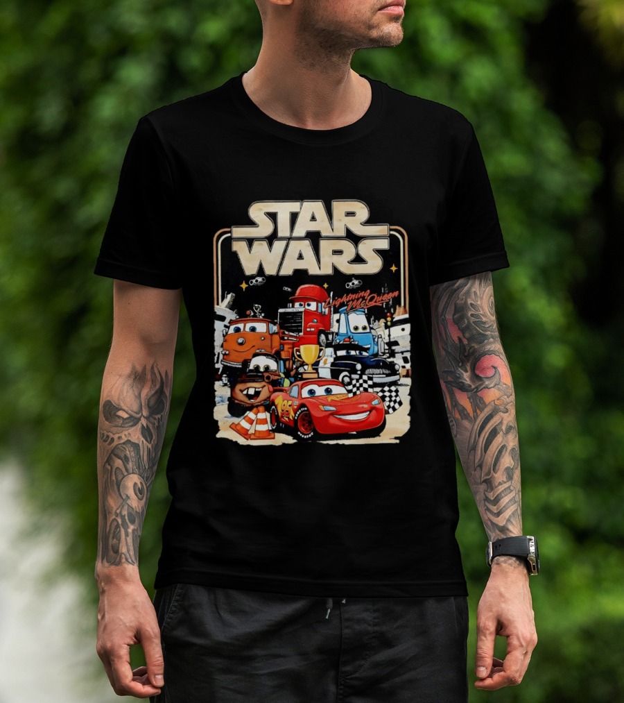 STAR WARS Lightning McQueen Racing Adventure With Cars Characters T-Shirt