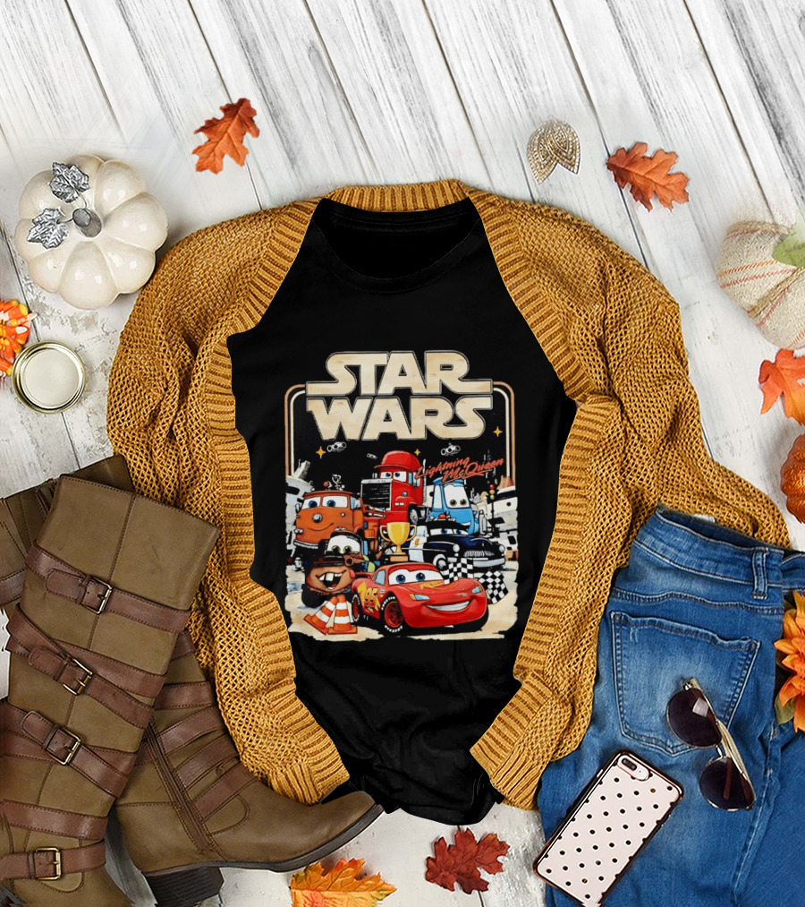STAR WARS Lightning McQueen Racing Adventure with Cars Characters T-Shirt