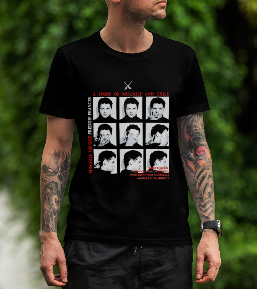Mischief God Freddie Frances Story Exile Family Funeral Hood Music Song Live Performance Abstract Enigmatic T-Shirt