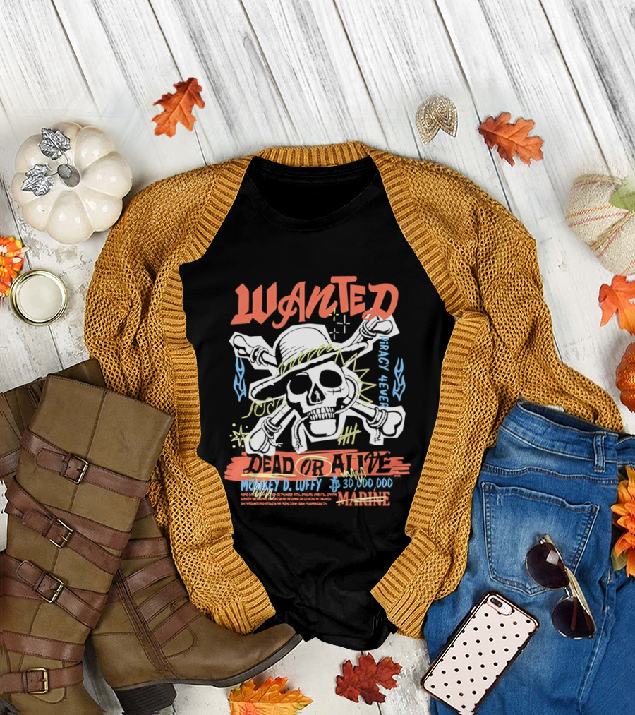 Wanted Monkey D. Luffy 30 000 000 Beli Dead or Alive One Piece Season 2 Live Action T-Shirt