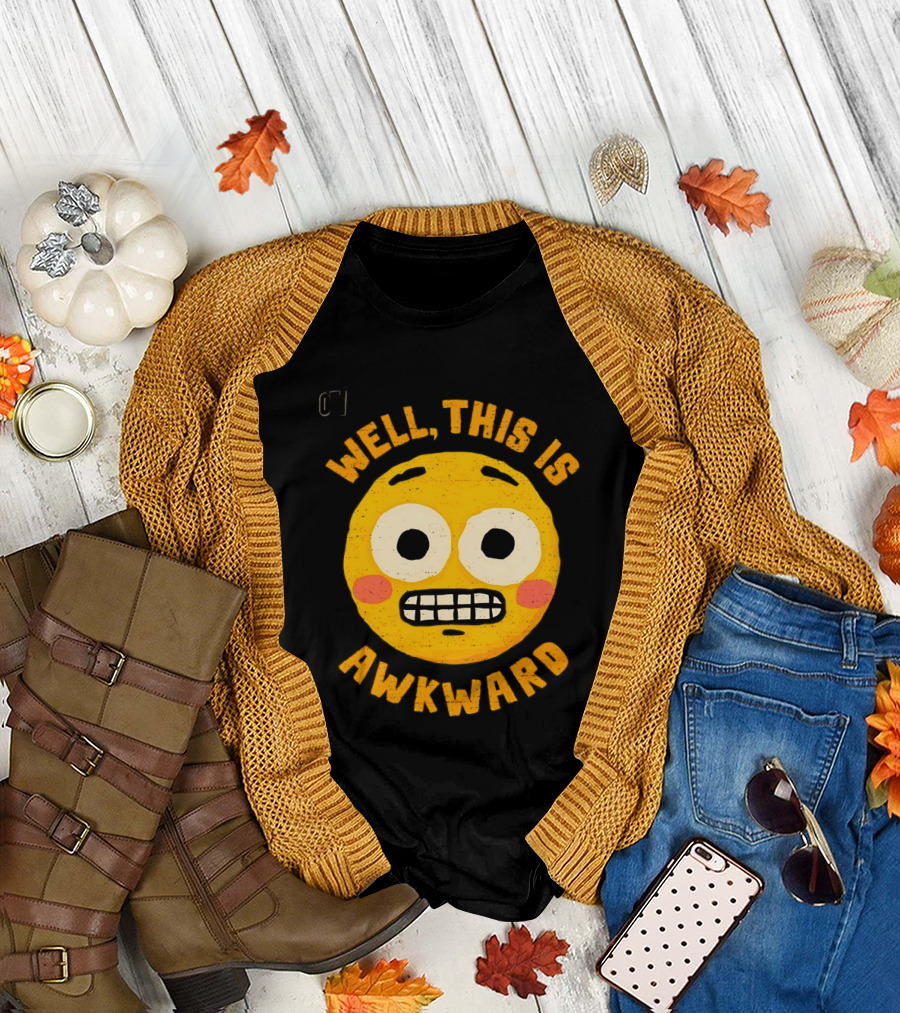 Well This is Awkward Emoji Expression T-Shirt