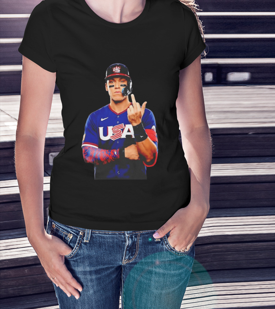 Aaron Judge USA Baseball WBC 2026 Middle Finger Iconic Gesture T-Shirt