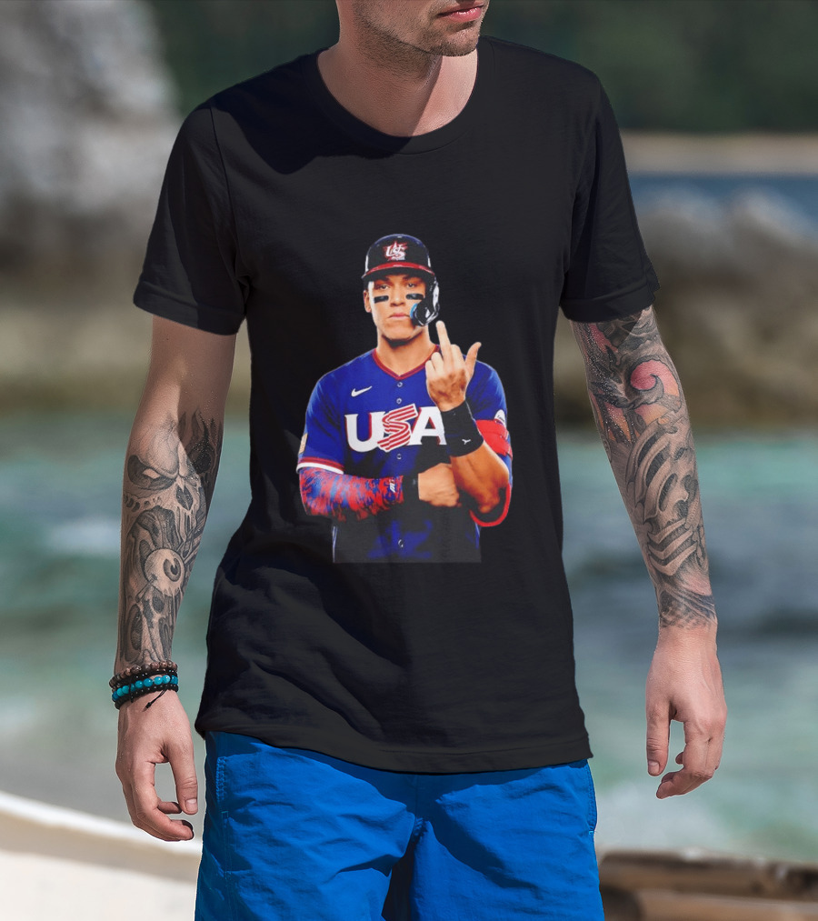 Aaron Judge USA Baseball WBC 2026 Middle Finger Iconic Gesture T-Shirt