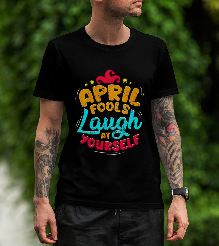 April Fools Laugh At Yourself Fun Jester Hat Stars T-Shirt