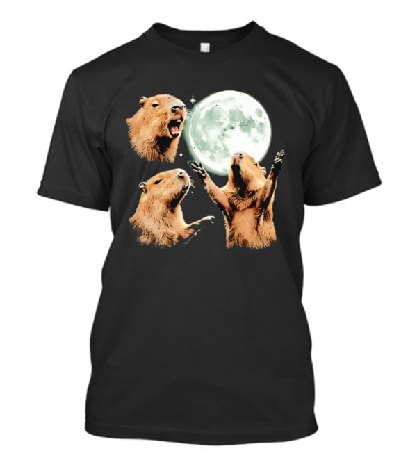 Capybara Howling At Full Moon Tranquility T-Shirt